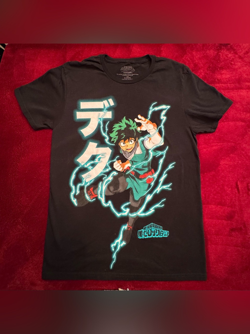 Womens Black My Hero Academia Deku Lightning Graphic Tee